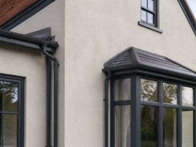 Close-up of UK house with fresh exterior render