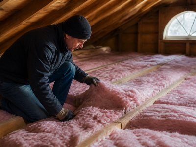 Homeowner checking insulation on a winter morning